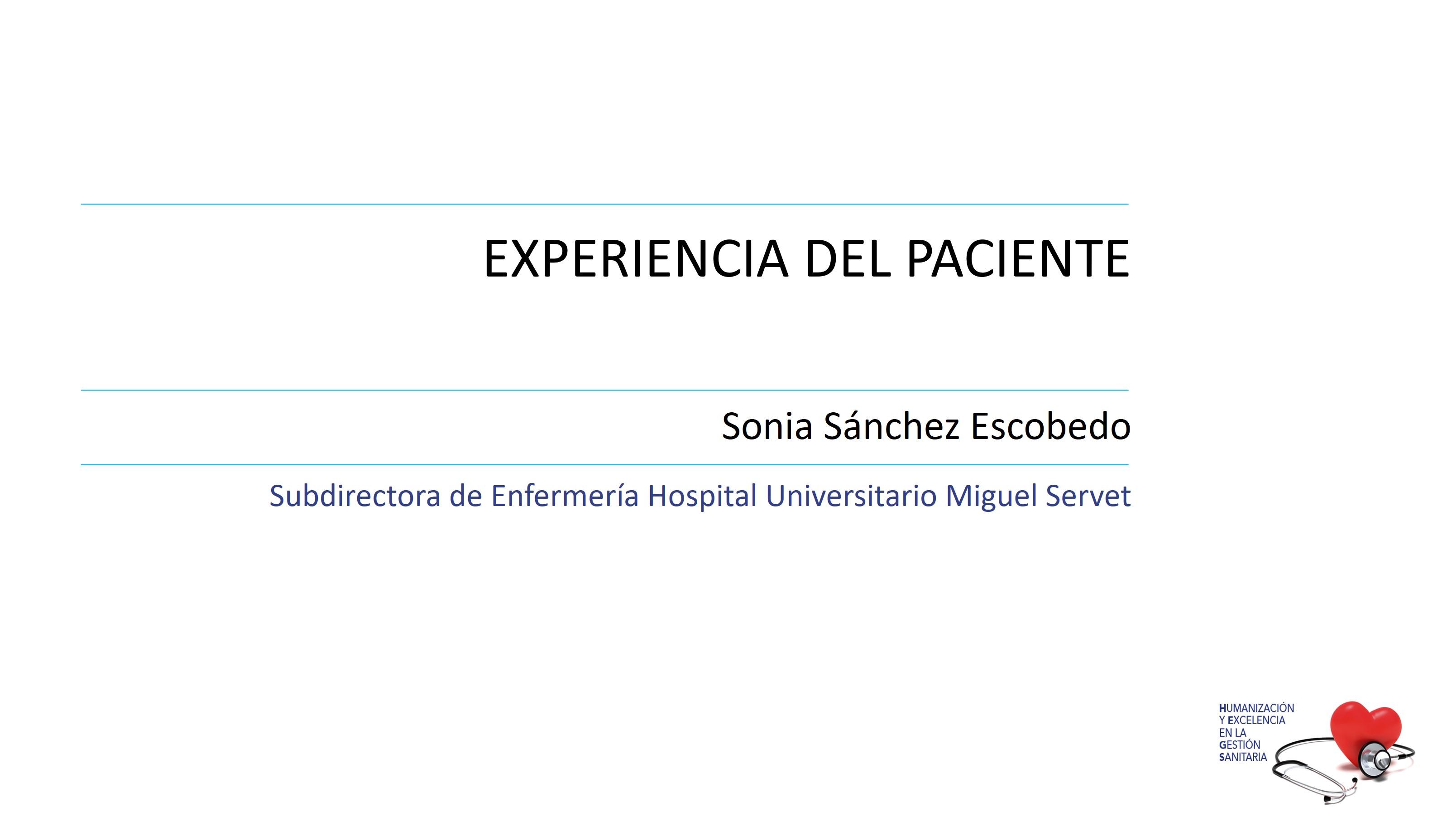 Experiencia del paciente - Sonia Sanchez